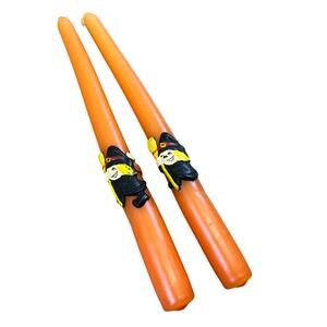 2 Vintage 10" Halloween Taper Candles Candlesticks Witch On Broom Hong Kong‎